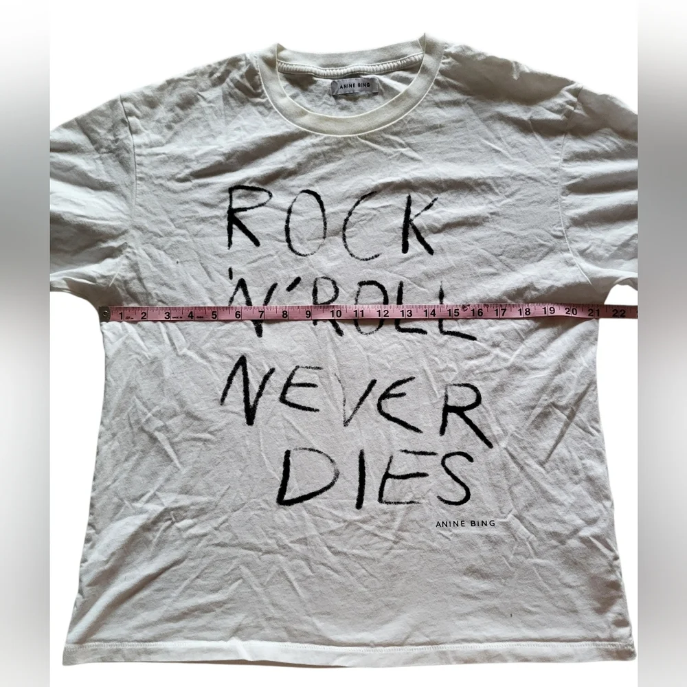 Anine Bing White T Shirt Womens 100% Cotton White Rock N Roll Size L Punk - Picture 5 of 8